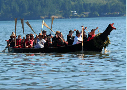 Stank'iya - (Coyote) - A plywood replica of a Chinook canoe.